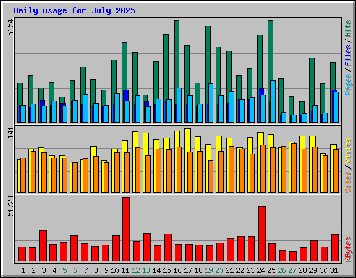 Daily usage for July 2025